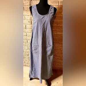 Erika and Company Size Medium Denim Dress Cotton Pockets Pinstripes Cottagecore